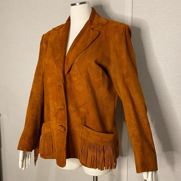Vintage 70s suede leather fringed jacket - Picture 5 of 12